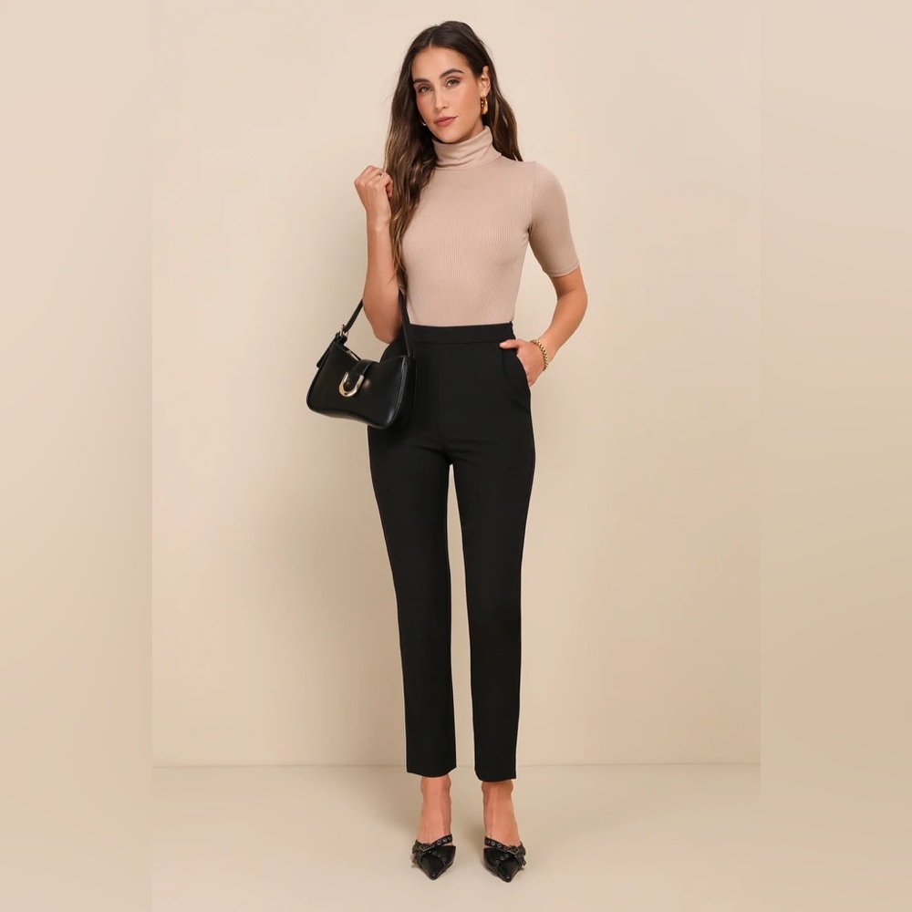 Lulus Kick It Black High-Waisted Trouser Pants